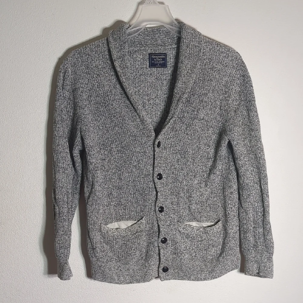 Abercrombie & Fitch Men's‎ Cardigan Sweater Shawl Collar Rogers Cosby Grey Small